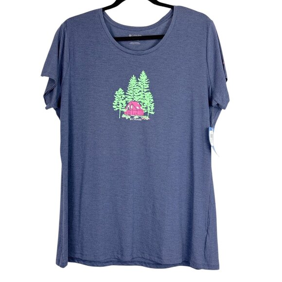NWT Columbia Daisy Days‎ Graphic Tee Women’s XXL Navy Blue Camping T-Shirt - Picture 1 of 13